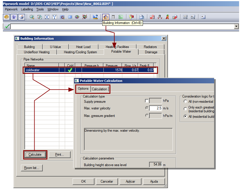 Pipe Network Calculation (potable Water)